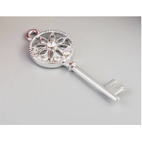 Подвеска круглый ключик с кристалликами, серебро, 1шт